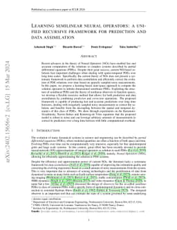 Learning Semilinear Neural Operators : A Unified Recursive Framework For
  Prediction And Data Assimilation
