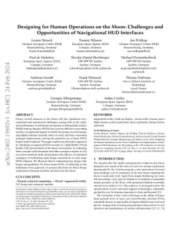 Designing for Human Operations on the Moon: Challenges and Opportunities
  of Navigational HUD Interfaces