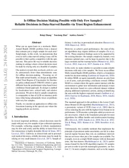 Is Offline Decision Making Possible with Only Few Samples? Reliable
  Decisions in Data-Starved Bandits via Trust Region Enhancement