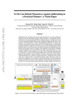 LLMs Can Defend Themselves Against Jailbreaking in a Practical Manner: A
  Vision Paper