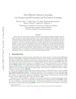 Data-Efficient Operator Learning via Unsupervised Pretraining and
  In-Context Learning