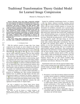 Traditional Transformation Theory Guided Model for Learned Image
  Compression