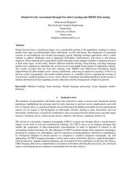 Dental Severity Assessment through Few-shot Learning and SBERT
  Fine-tuning