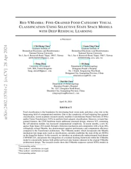 Res-VMamba: Fine-Grained Food Category Visual Classification Using
  Selective State Space Models with Deep Residual Learning