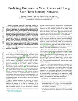 Predicting Outcomes in Video Games with Long Short Term Memory Networks