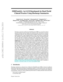 EHRNoteQA: An LLM Benchmark for Real-World Clinical Practice Using
  Discharge Summaries