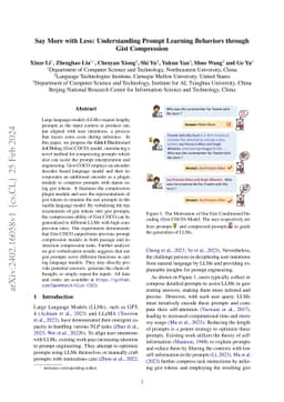 Say More with Less: Understanding Prompt Learning Behaviors through Gist
  Compression