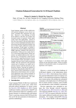 Citation-Enhanced Generation for LLM-based Chatbots