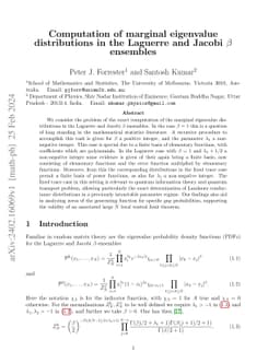 Computation of marginal eigenvalue distributions in the Laguerre and
  Jacobi $β$ ensembles