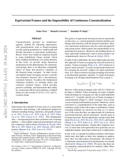Equivariant Frames and the Impossibility of Continuous Canonicalization