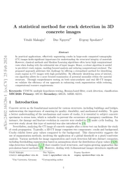 A statistical method for crack detection in 3D concrete images