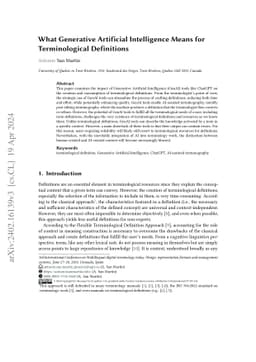 What Generative Artificial Intelligence Means for Terminological
  Definitions