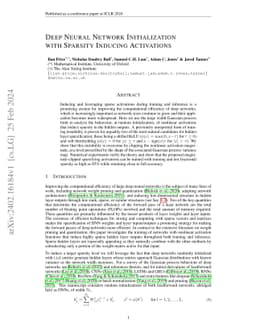 Deep Neural Network Initialization with Sparsity Inducing Activations