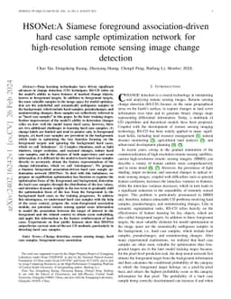 HSONet:A Siamese foreground association-driven hard case sample
  optimization network for high-resolution remote sensing image change
  detection