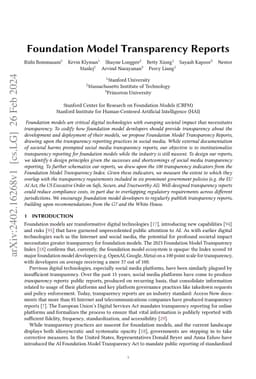 Foundation Model Transparency Reports