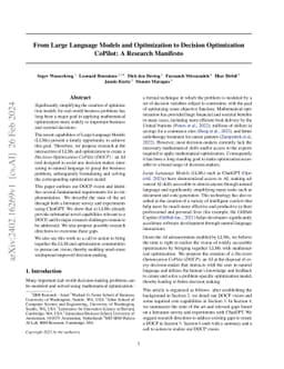 From Large Language Models and Optimization to Decision Optimization
  CoPilot: A Research Manifesto