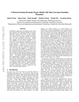 A Poisson-Gamma Dynamic Factor Model with Time-Varying Transition
  Dynamics