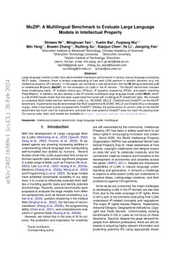 MoZIP: A Multilingual Benchmark to Evaluate Large Language Models in
  Intellectual Property