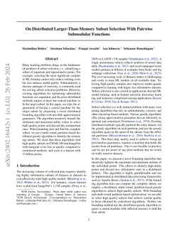 On Distributed Larger-Than-Memory Subset Selection With Pairwise Submodular Functions