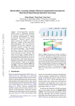 RetrievalQA: Assessing Adaptive Retrieval-Augmented Generation for
  Short-form Open-Domain Question Answering