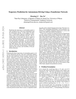Trajectory Prediction for Autonomous Driving Using a Transformer Network