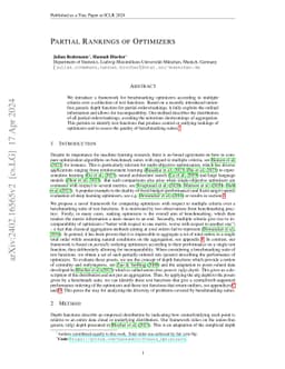 Partial Rankings of Optimizers