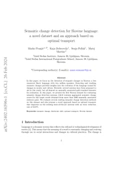 Semantic change detection for Slovene language: a novel dataset and an
  approach based on optimal transport