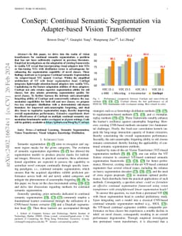 ConSept: Continual Semantic Segmentation via Adapter-based Vision
  Transformer