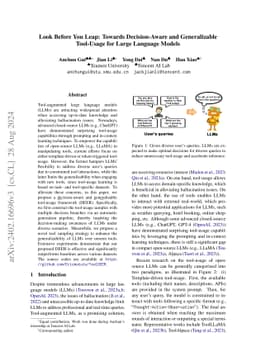 Look Before You Leap: Towards Decision-Aware and Generalizable
  Tool-Usage for Large Language Models