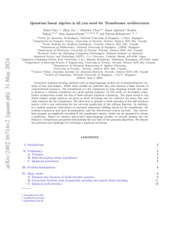 Quantum linear algebra is all you need for Transformer architectures