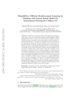 Think2Drive: Efficient Reinforcement Learning by Thinking in Latent
  World Model for Quasi-Realistic Autonomous Driving (in CARLA-v2)