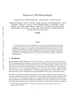 Nemotron-4 15B Technical Report