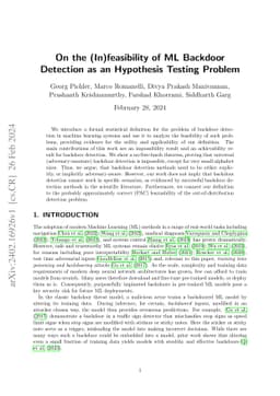 On the (In)feasibility of ML Backdoor Detection as an Hypothesis Testing
  Problem