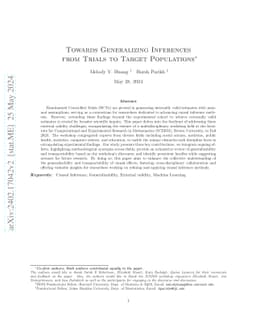 Towards Generalizing Inferences from Trials to Target Populations