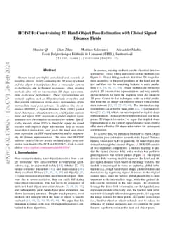 HOISDF: Constraining 3D Hand-Object Pose Estimation with Global Signed
  Distance Fields