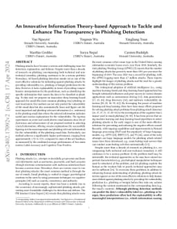 An Innovative Information Theory-based Approach to Tackle and Enhance
  The Transparency in Phishing Detection