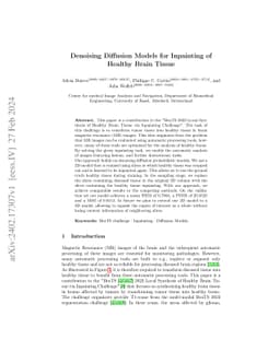 Denoising Diffusion Models for Inpainting of Healthy Brain Tissue