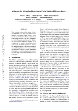A Dataset for Metaphor Detection in Early Medieval Hebrew Poetry