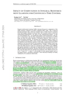 Impact of Computation in Integral Reinforcement Learning for
  Continuous-Time Control