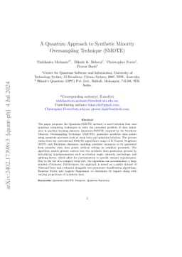 A Quantum Approach to Synthetic Minority Oversampling Technique (SMOTE)