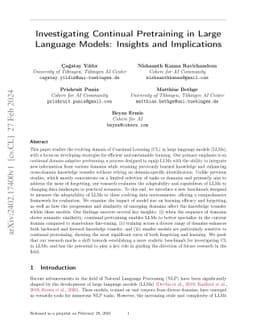 Investigating Continual Pretraining in Large Language Models: Insights and Implications