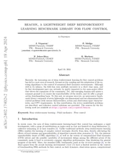 Beacon, a lightweight deep reinforcement learning benchmark library for
  flow control