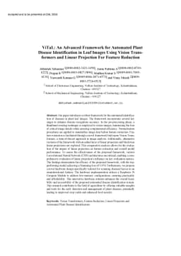 ViTaL: An Advanced Framework for Automated Plant Disease Identification
  in Leaf Images Using Vision Transformers and Linear Projection For Feature
  Reduction
