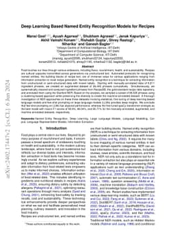 Deep Learning Based Named Entity Recognition Models for Recipes
