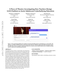 A Piece of Theatre: Investigating How Teachers Design LLM Chatbots to
  Assist Adolescent Cyberbullying Education