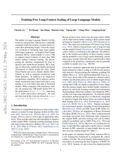 Training-Free Long-Context Scaling of Large Language Models