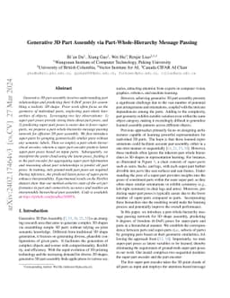 Generative 3D Part Assembly via Part-Whole-Hierarchy Message Passing