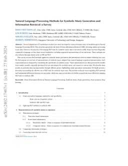 Natural Language Processing Methods for Symbolic Music Generation and
  Information Retrieval: a Survey