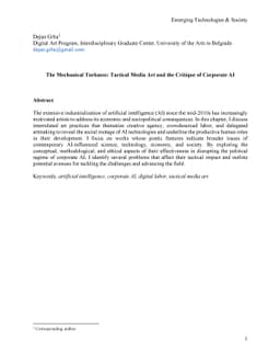 The Mechanical Turkness: Tactical Media Art and the Critique of
  Corporate AI