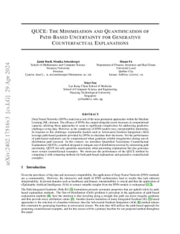 QUCE: The Minimisation and Quantification of Path-Based Uncertainty for Generative Counterfactual Explanations